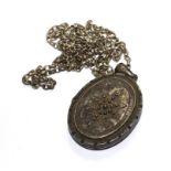 A silver locket and chain