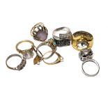 A collection of nine costume jewellery rings