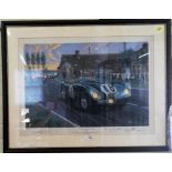 Nicholas Watts 'Jaguar at White House - Le Mans 1953' limited edition print 84/5000 signed in pencil