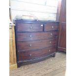 A 19th century mahogany bowfront chest of drawers, with two short and three long graduated drawers