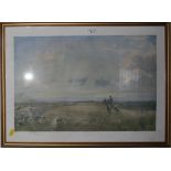 Lionel Edwards Hunting on the Downs Fine Art Trade Guild Print Signed in pencil and with blind stamp