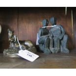 A Genesis bronze cased finish model of a pony and foal, 9cm high and a bronze finish cubist art