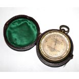 A pocket Aneroid barometer by J.H. Stewards, dated 1839 on the silvered dial, in a fitted leather