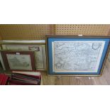 After Abraham Ortelius A map of France and Belgium Copper engraving 40cm x 50cm Mounted on card A