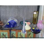 A collection of various glass vases, dishes, etc including Murano