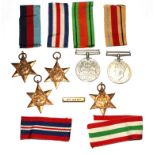 A collection of World War II medals to include 1944 Normandy medal, The Italy Star, France,