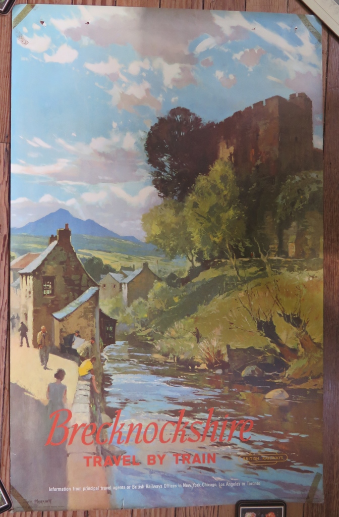 A British Railways poster for Brecknockshire, after Jack Merriot, depicting the River Usk at Brecon,