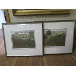 Graham Evernden Two views of summer fields - A pair Etching and aquatint, signed, inscribed and