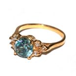 A blue tourmaline and diamond ring