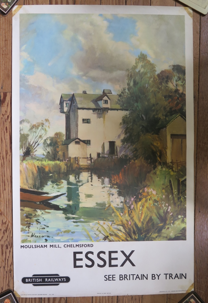 A British Railways poster for Essex, after Edward Wesson, depicting Moulsham Mill, Chelmsford, 101cm