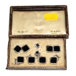 A cased set of 9 carat gold gentleman's dress buttons and cufflinks