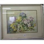 Kathleen E. Bailey Study of spring flowers Watercolour Signed 32cm x 44cm