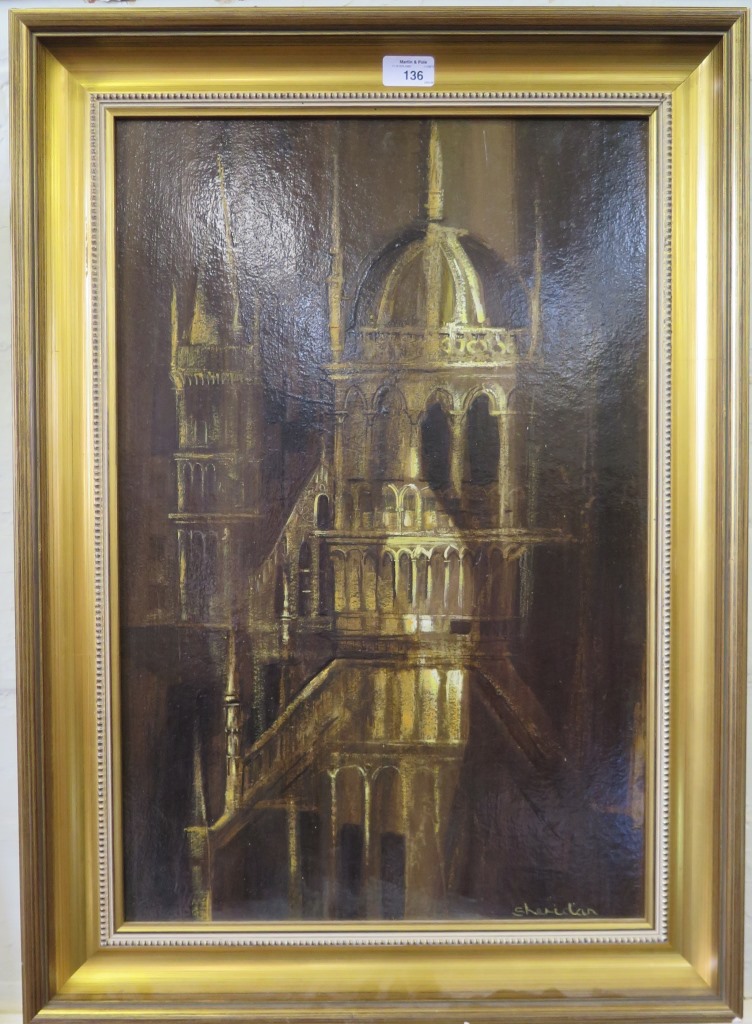 Sheriden View of a Cathedral Oil on board, signed, 61cm x 40cm