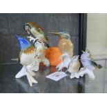 Four Karl Ens Volkstedt bird figures including kingfisher and bullfinches (4)