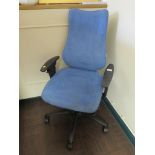 A Rabami blue suede adjustable office chair