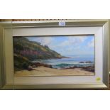 Kerry Nobbs Bunker Bay Oil on canvas mounted on board, Signed, inscribed on the reverse 25cm x 50cm