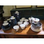 A Royal Albert Masquerade pattern tea service, (27 pieces) and a Beswick 'Apollo' pattern coffee