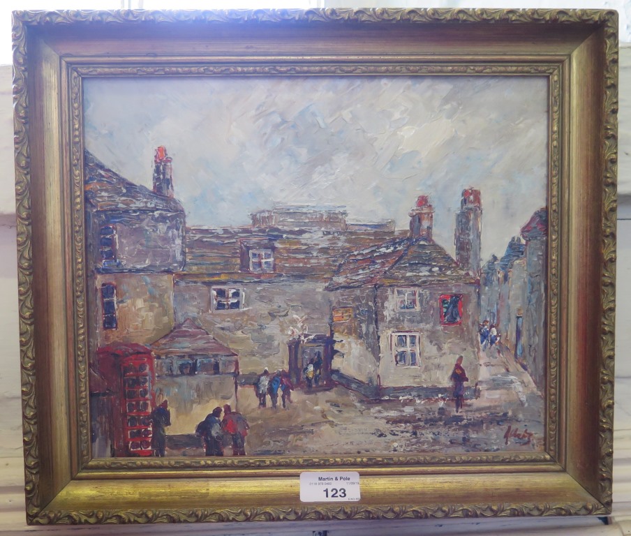 Stella Mary Edwards (Yram Allets) St Ives Sloop Inn Oil on board, signed Allets 24cm x 30cm