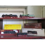 Liliput: black 4-6-0 locomotive and tender 382142 in original box, another similar in green; Piko