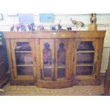 A mid Victorian burr walnut bowfront credenza, with boxwood and Tunbridge style inlay, with four