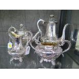 A four piece Victorian tea and coffee set in Rococo style, mixed dates