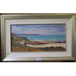 Kerry Nobbs Eagle Bay Oil on canvas mounted on board, Signed, inscribed on the reverse 25cm x 50cm