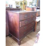 A George III mahogany chest of drawers, with two short and three long graduated drawers on bracket