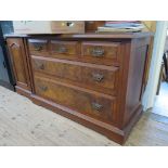 An Edwardian burr walnut chest with three short and two long graduated drawers on bracket feet 115cm