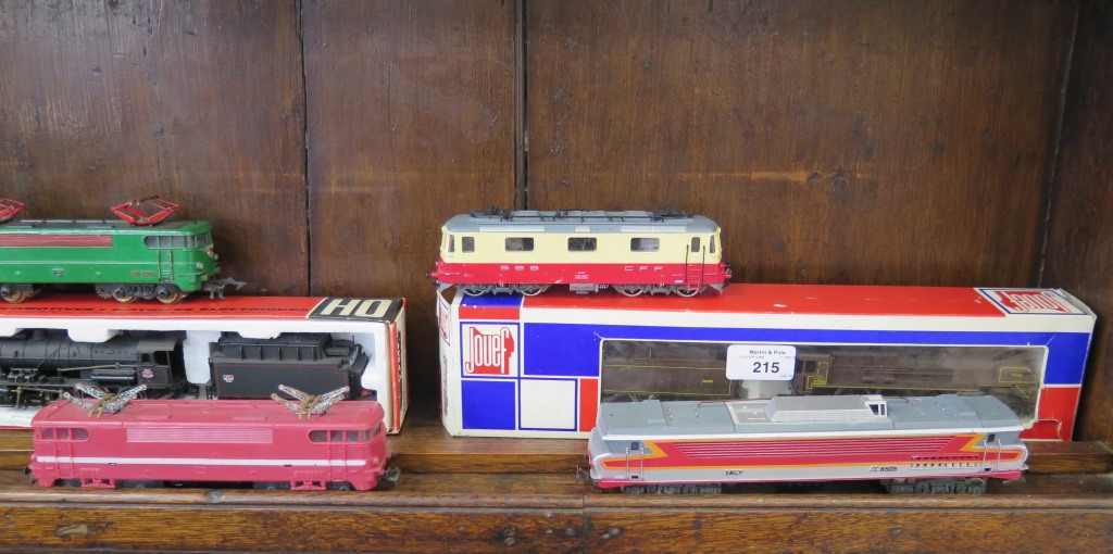 Jouef locomotives: eight including Nord 3.1265, black SNCF 140.C.180, Pacific 231.C.60 in boxes,