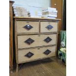 A late Victorian rush and bamboo covered chest of drawers, with two short and two long drawers on