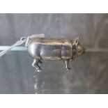 A vesta case in the form of a sterling silver pig