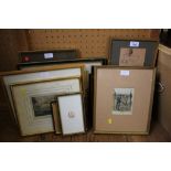 A collection of etchings and prints, mostly topographical, wildlife or humourous (11)