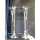 A pair of silver specimen vases, Sheffield 1907, 20cm tall