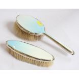 Two silver and enamel decorated brushes, Birmingham 1939 (2)