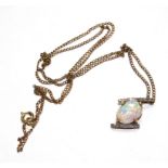 An opal and diamond pendant