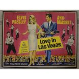 Two British quad film posters for Elvis Presley: Love in Las Vegas and Kissin' Cousins/Never Put