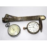 A Swedish silver cigar cutter, a pocket watch and chronograph