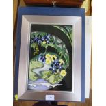 A Moorcroft Pottery Plaque, Burren pattern, signed by Vicky Lovatt, 23/300, 31 x 20 cm, boxed