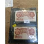 A 1960s £10 banknote, a similar £1 banknote, four Ten Shillings bank notes, two The States of Jersey