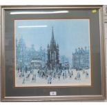 Arthur Delaney (1927 - 1987) a coloured print of Albert Square, Manchester signed in pencil in