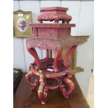 A Chinese ebonised jardiniere stand, 98cm high, various Chinese stands, Indian picture frames and