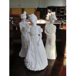 Three Royal Worcester figures modelled by Glenis Devereux: Morning, Afternoon and Evening