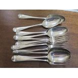 Six Georgian silver serving spoons and six Georgian silver forks
