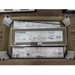 Frank Dickens Six original Bristow cartoons Pen drawings, one with signed dedication 10 x 47 cm