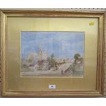 Herbert Marshall Chartres watercolour signed Exhibition label on the reverse for Ernest Brown &
