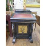 A late Victorian Aesthetic Movement ebonised Davenport desk, the gallery enclosing a stationery