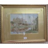 Herbert Marshall Chinon watercolour signed Exhibition label on the reverse for Ernest Brown &