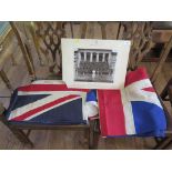 A Blue Ensign flag, 220 x 115 cm, a Union flag and a Royal Military College group photograph for the