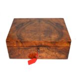 A walnut box with compartmented inner tray, 31cm wide, 23cm deep, 12cm high