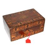 A 19th century Tunbridge Ware marquetry box with inner tray, 23cm wide, 15cm deep, 10cm high